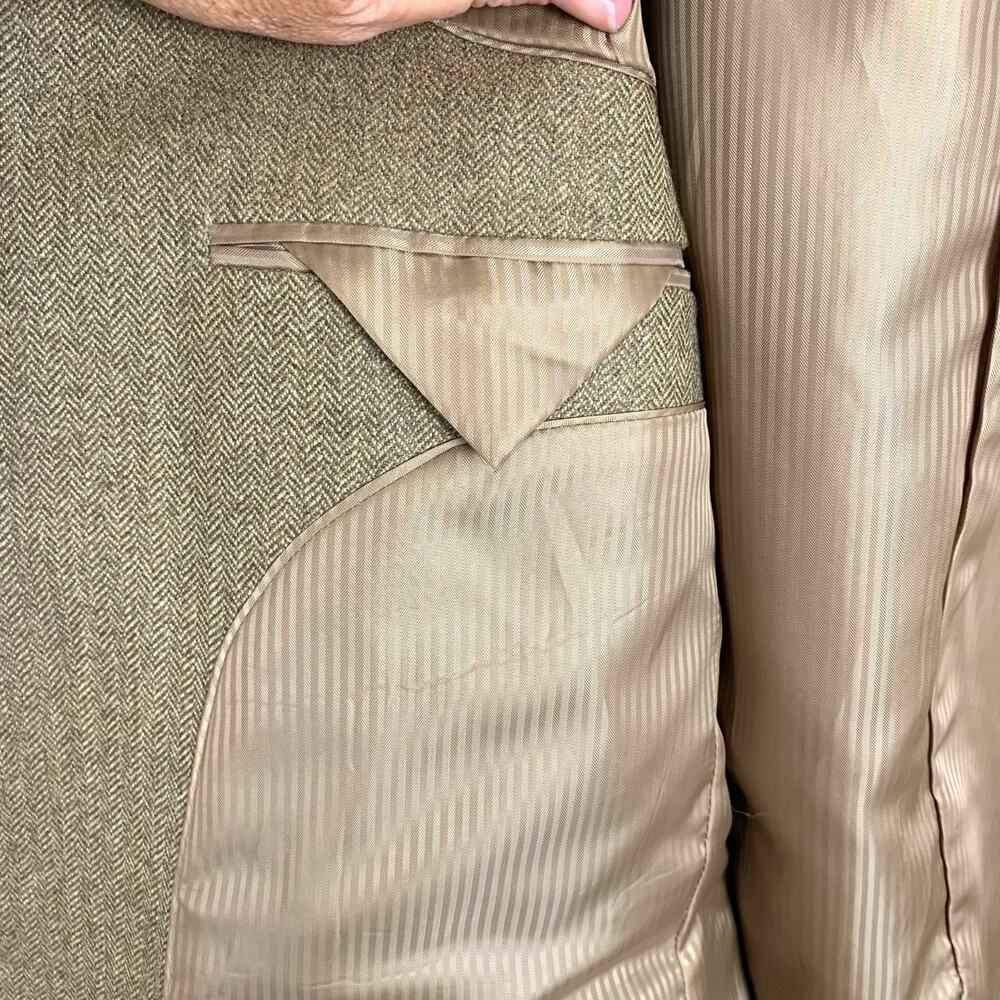 COVINGTON Men's 38 Reg 100% Wool Herringbone Tan Blazer Fully Lined - Picture 9 of 15